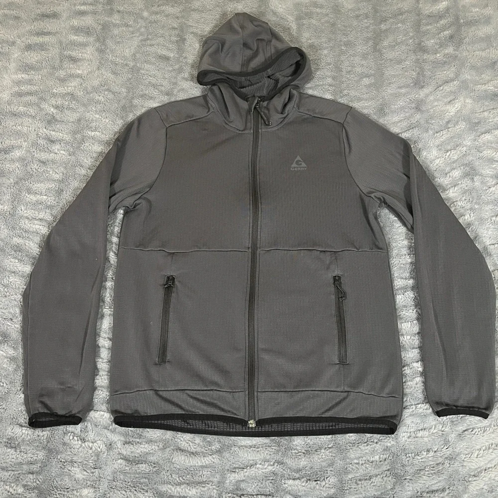 GERRY Mens Medium Gray Zip Up‎ Hoodie Performance Jacket Athletic Outdoor